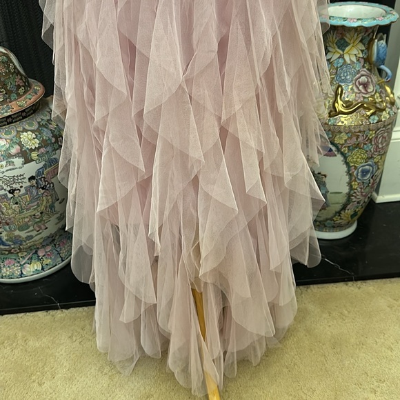 NWOT “SOHO APPAREL” rose pink sheer ruffled maxi skirt - Picture 3 of 5